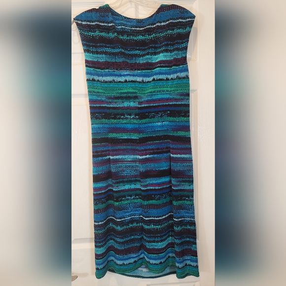 EVAN PICONE Black Label faux wrap short sleeve stretch bodycon green sz 12 dress - Picture 4 of 8